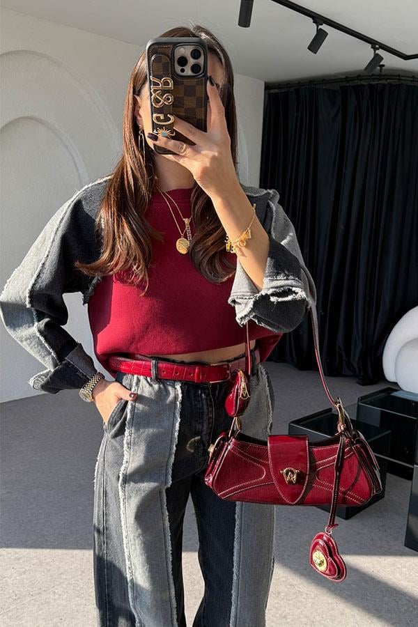 Kuhin Füme Bordo Kot Karışımlı Takım