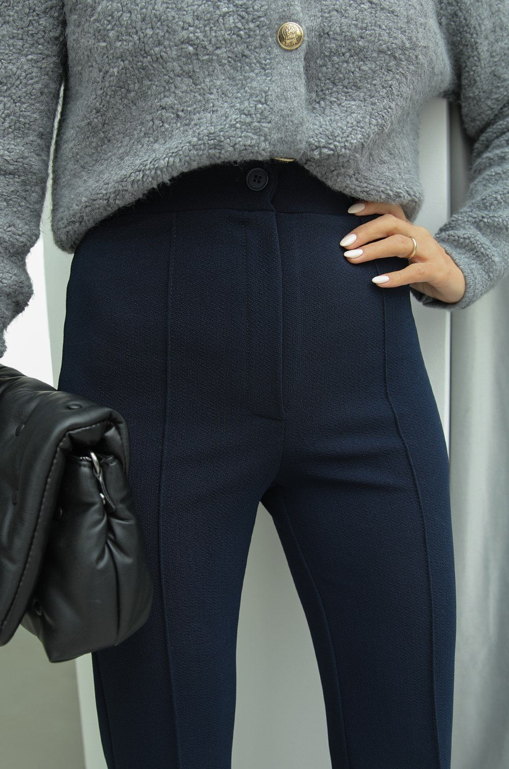 LACIVERT BIYELI PALAZZO PANTOLON