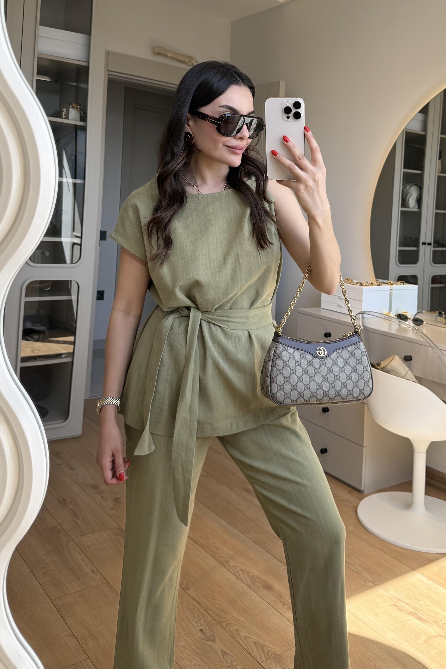 Lipa Çağla Omuz Detay Kuşaklı Takım