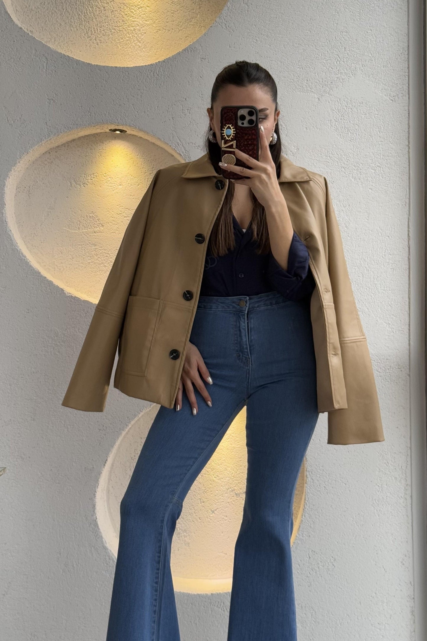 Lisandro Camel Deri Ceket