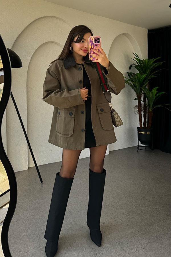 Lonewa Haki Gabardin Ceket