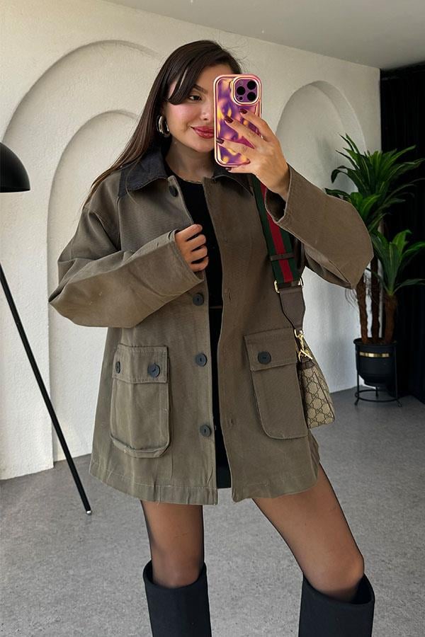 Lonewa Haki Gabardin Ceket