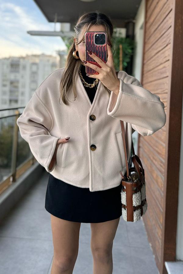 Loora Krem Yumoş Ceket