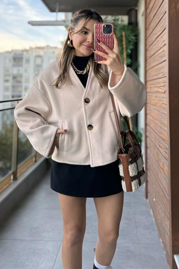 Loora Krem Yumoş Ceket