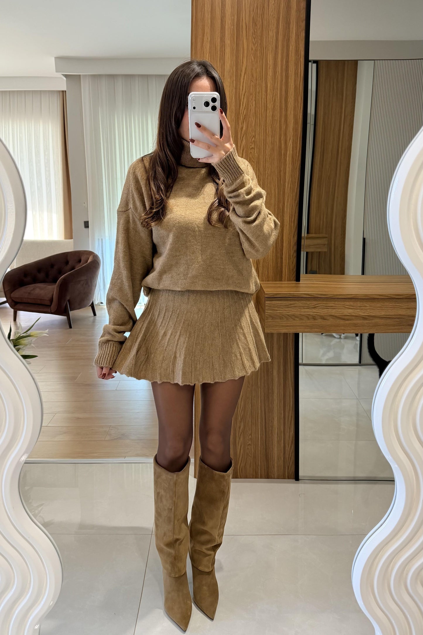 Lucien Camel Balıkçı Yaka Triko Etekli Takım