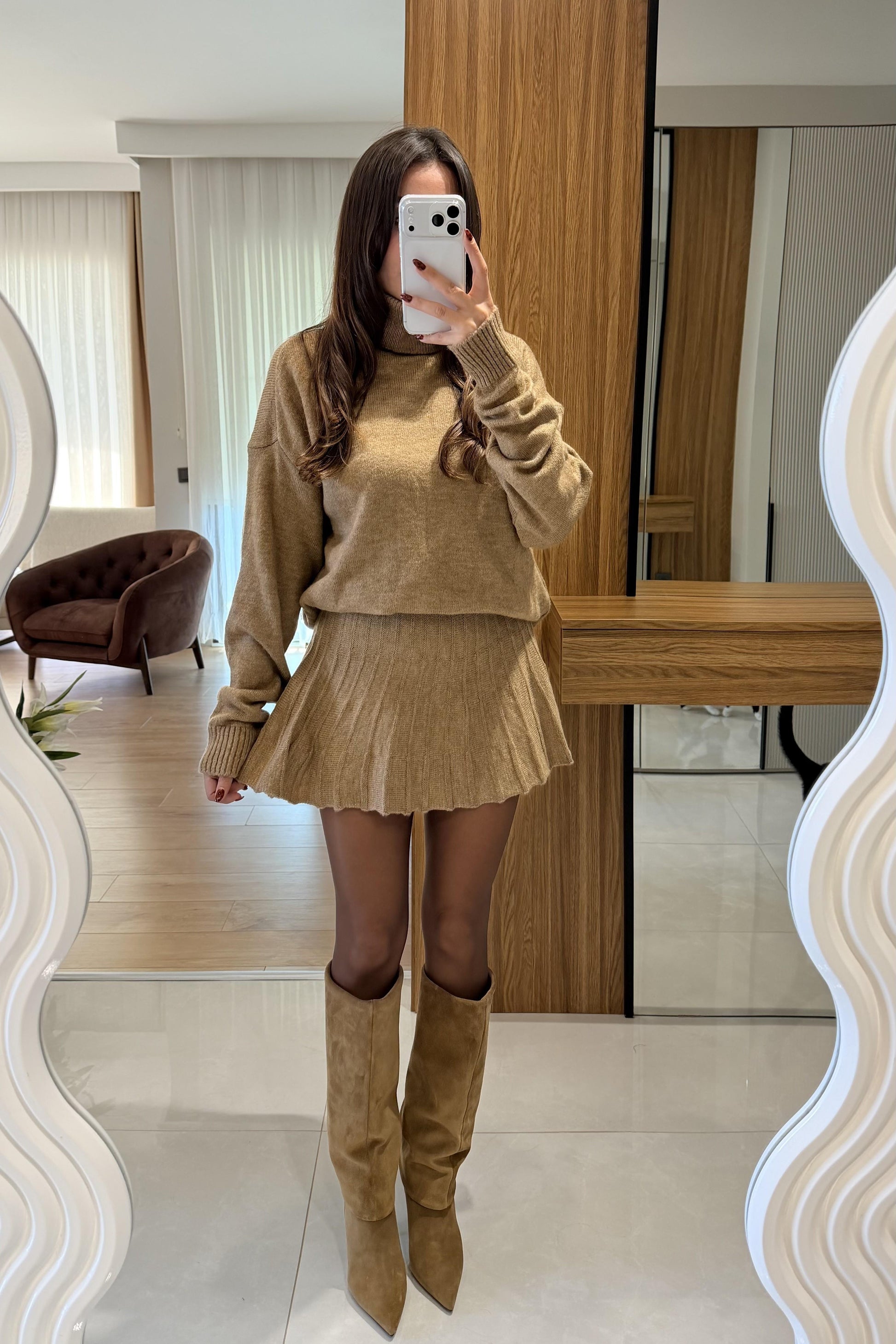 Lucien Camel Balıkçı Yaka Triko Etekli Takım