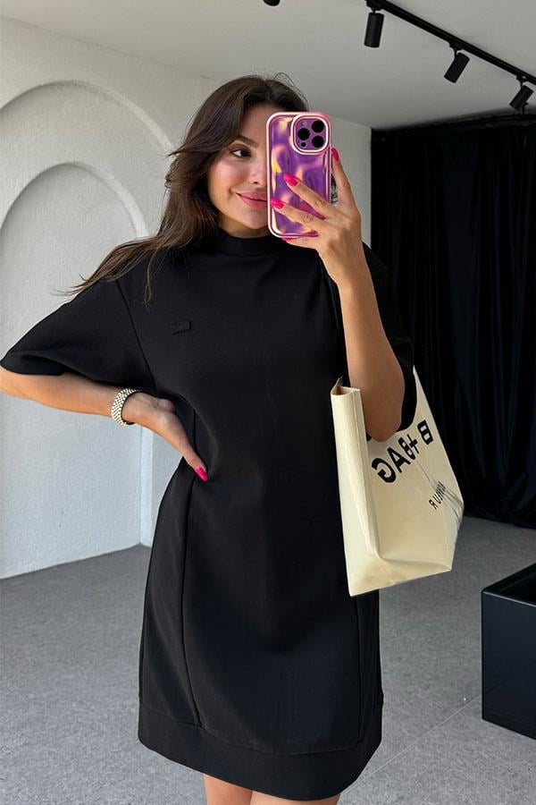 Lucille Orijinal Sırt Fermuar Detaylı Siyah Elbise