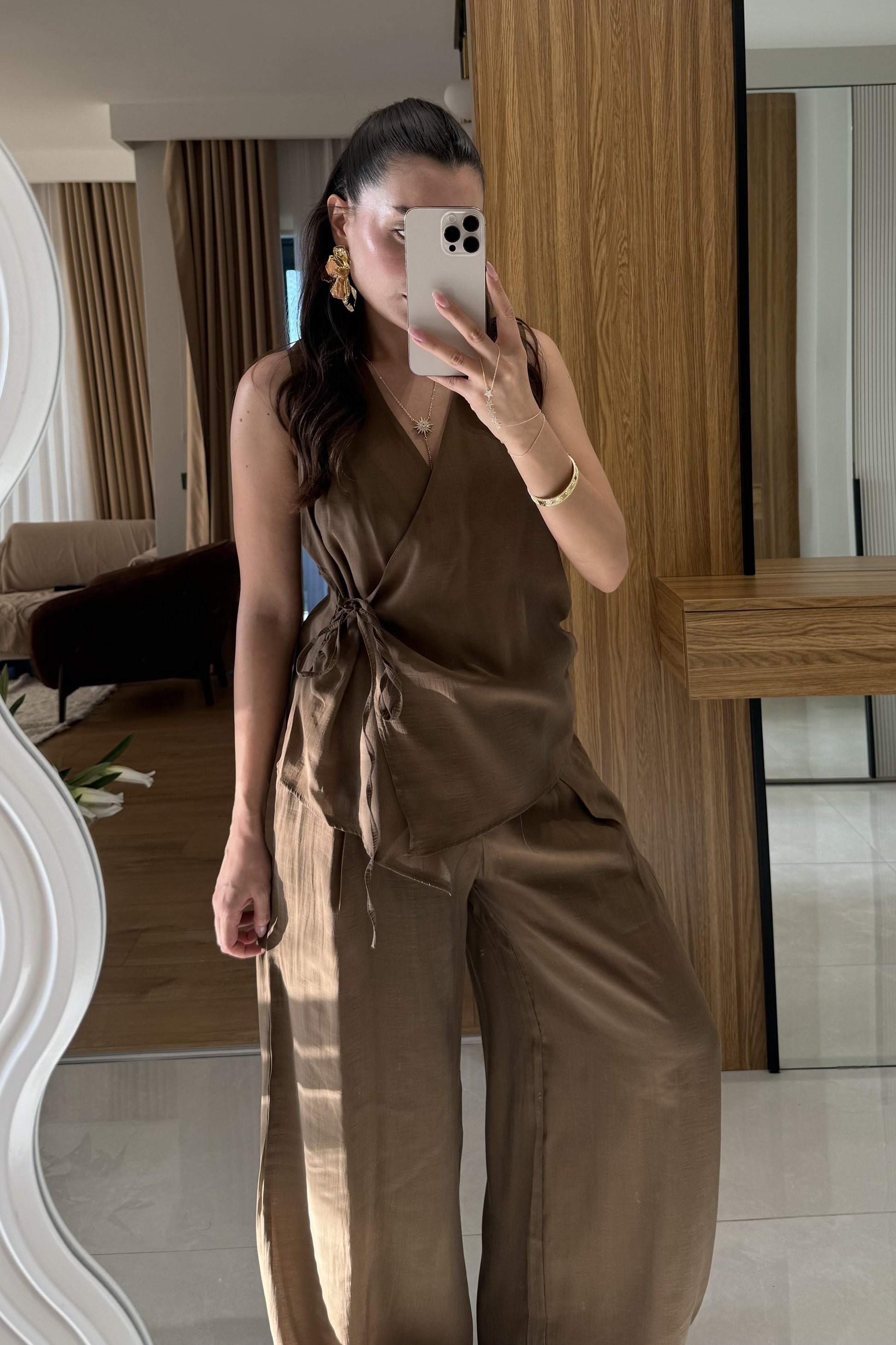 Lunea Kahve Bağlamalı Tensel Takım