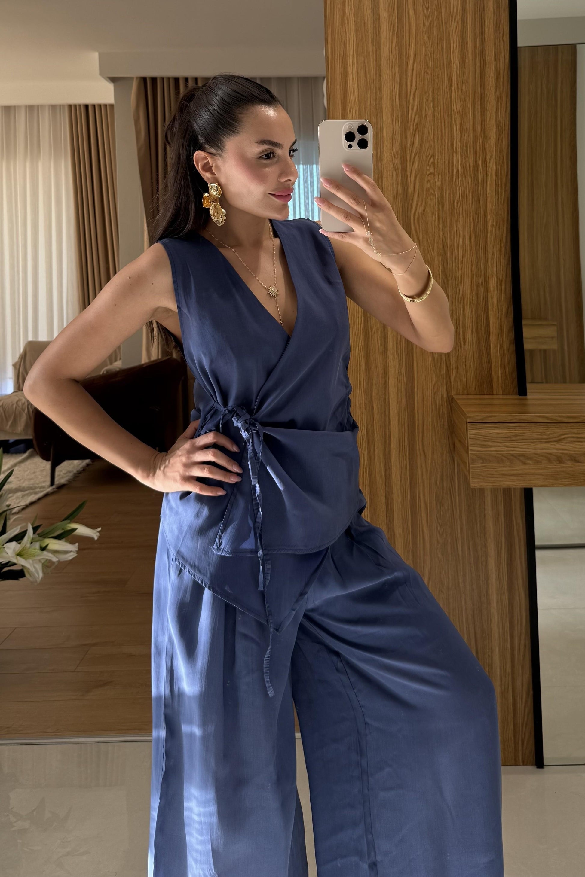 Lunea Lacivert Bağlamalı Tensel Takım