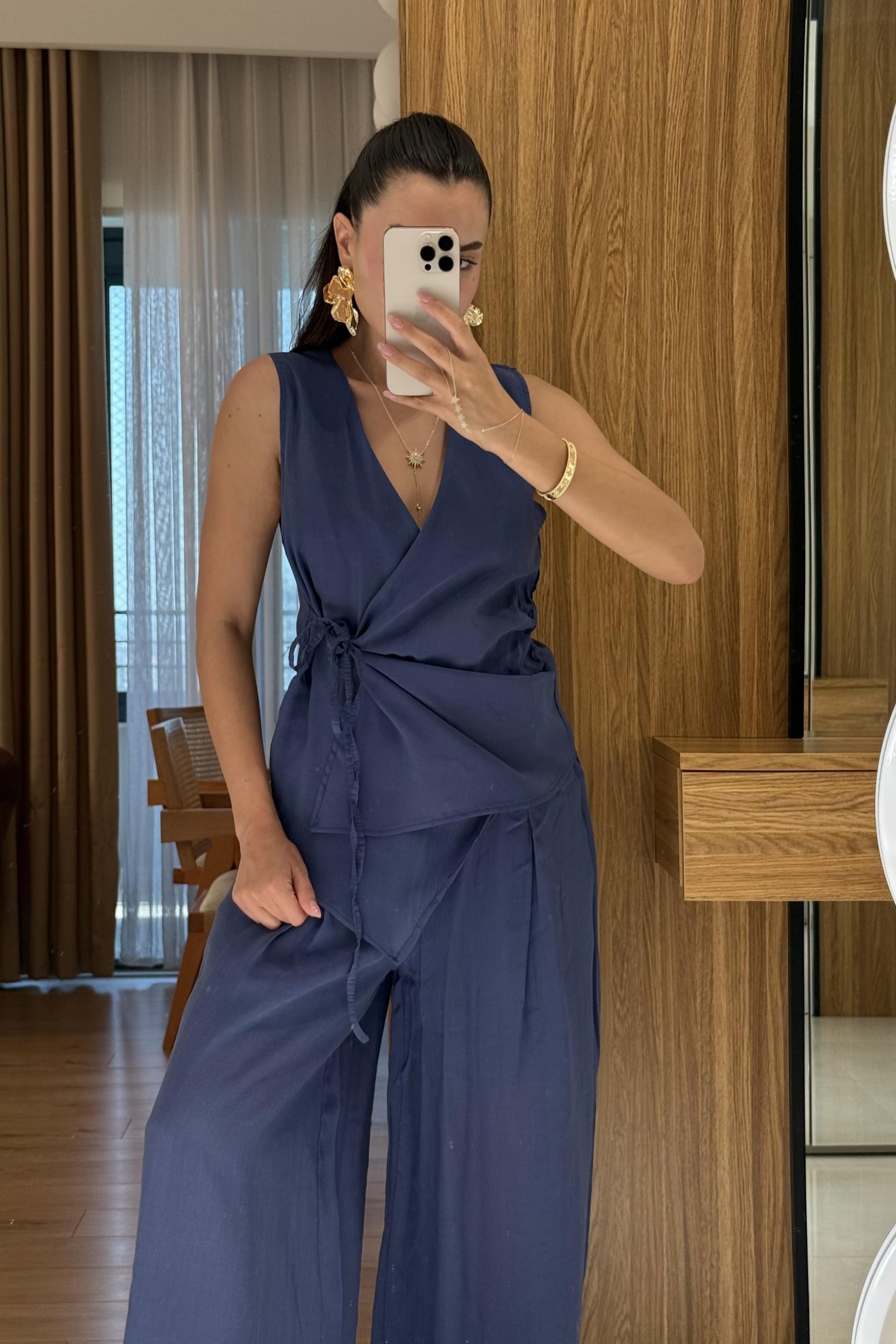 Lunea Lacivert Bağlamalı Tensel Takım