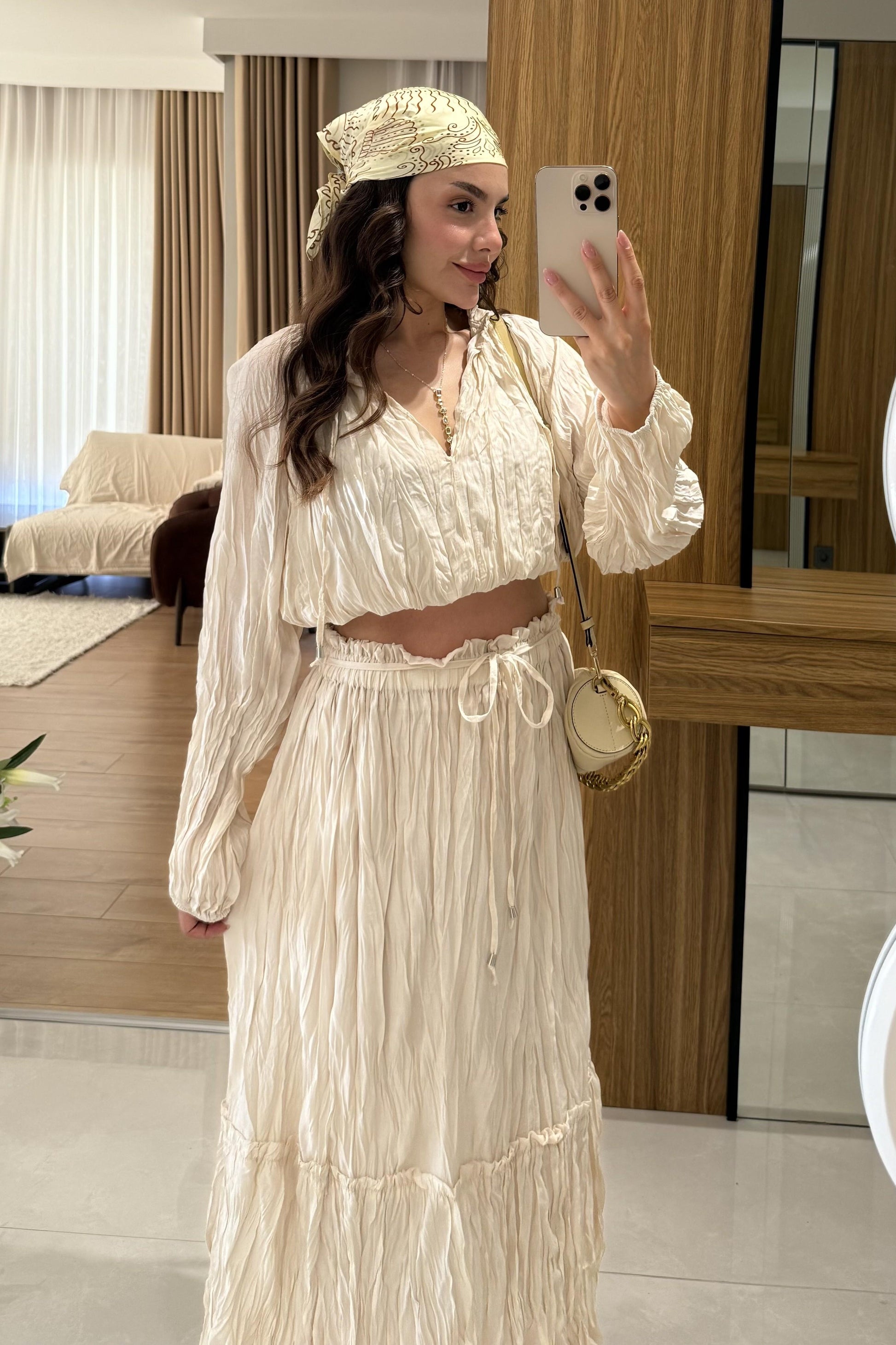 Lunira Ekru Kraş İkili Takım