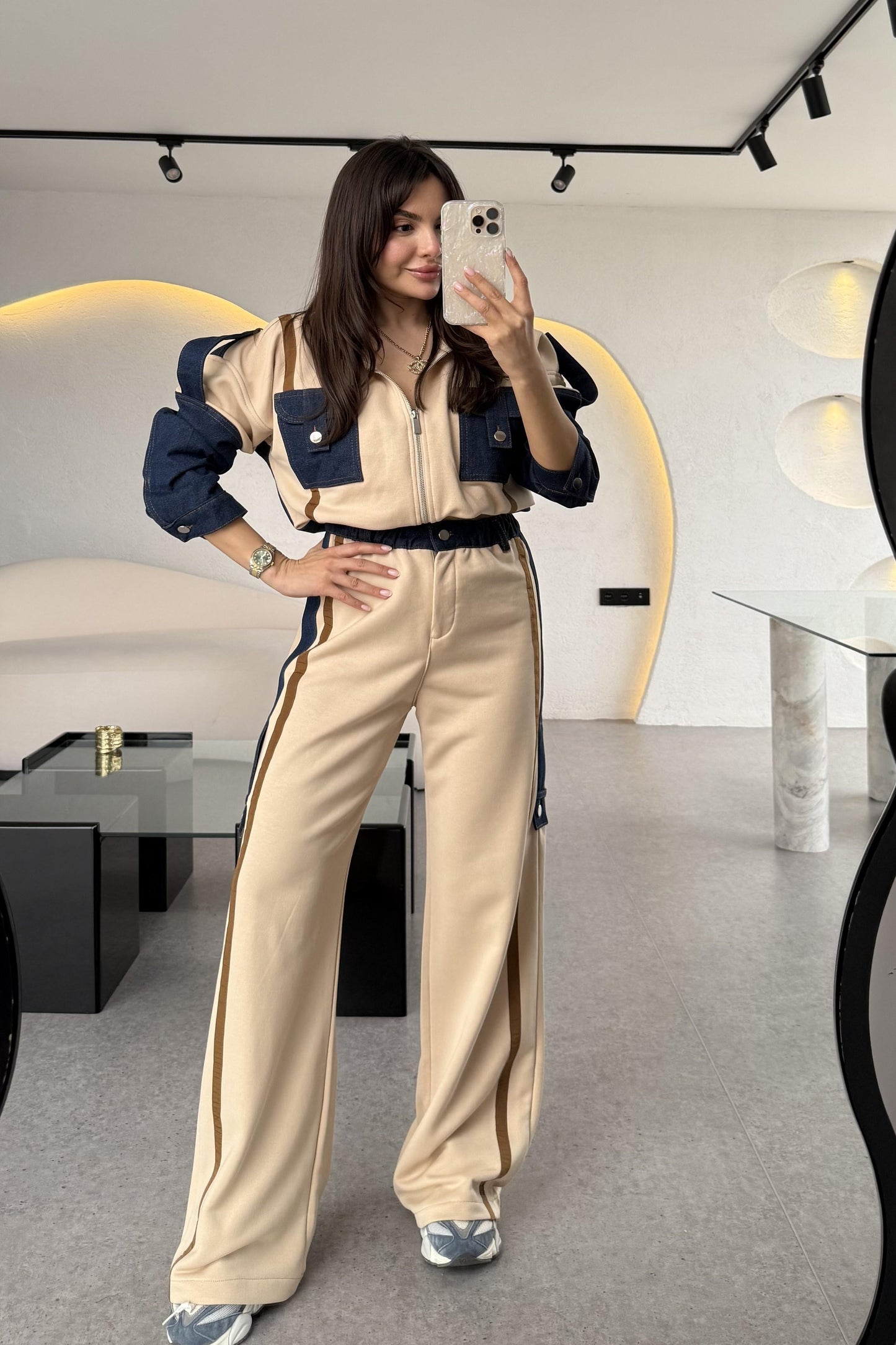 Luther Krem Kot Karışımlı Tasarım Takım