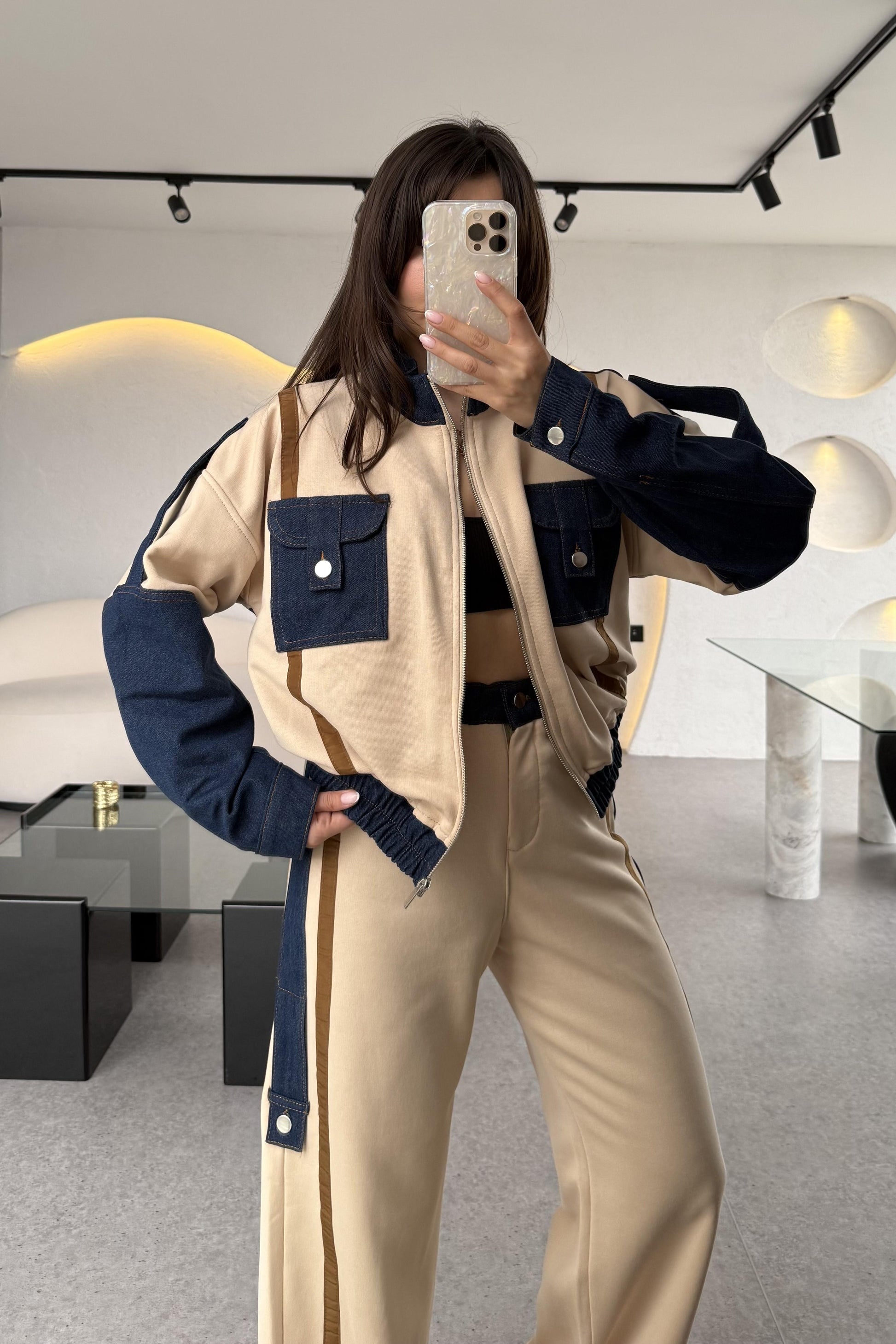 Luther Krem Kot Karışımlı Tasarım Takım