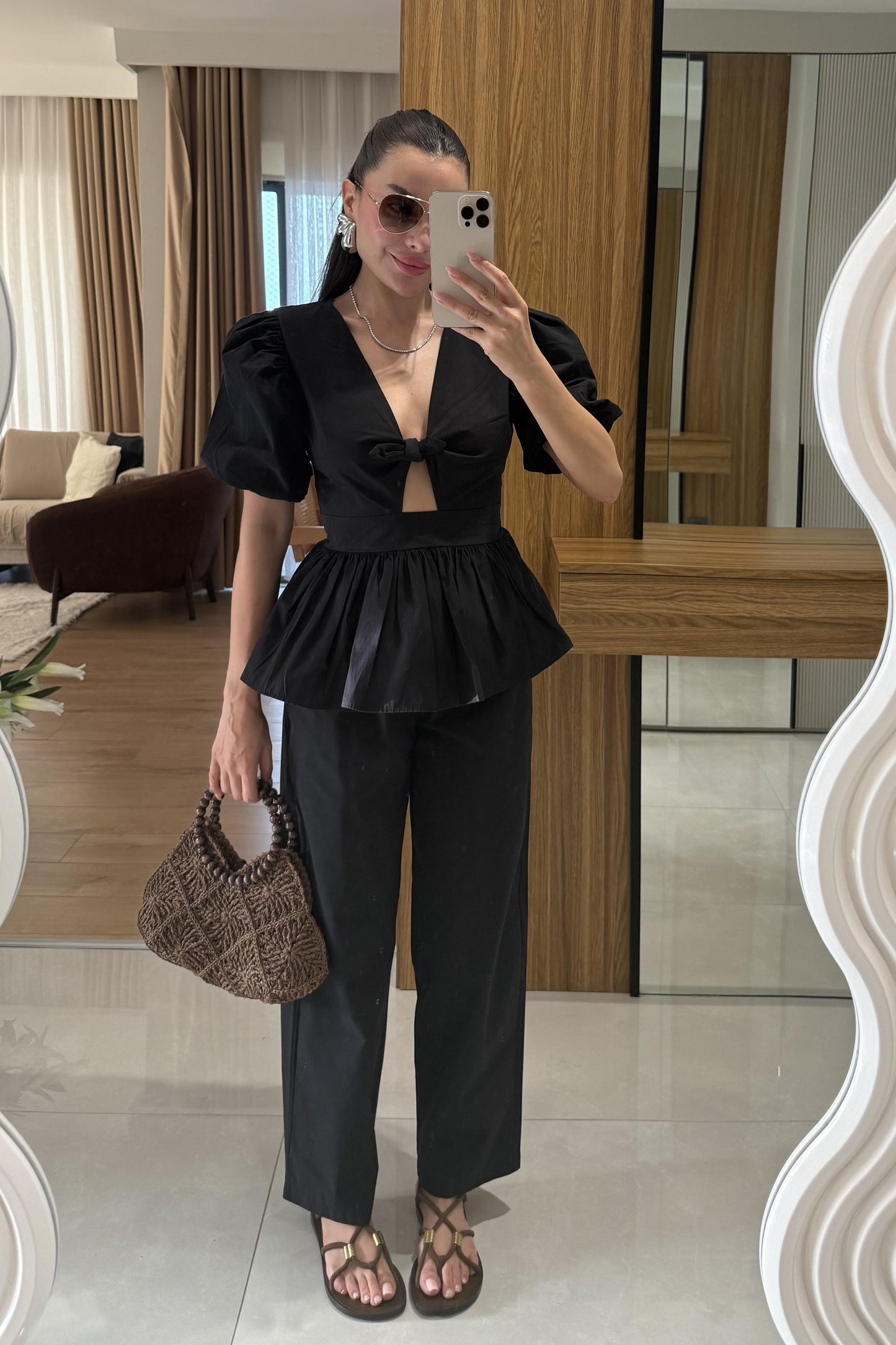 Luwre Siyah Poplin Takım