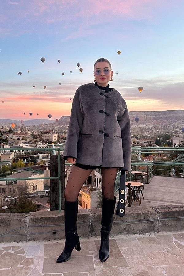 Luxury Tasarım Gri Kürk