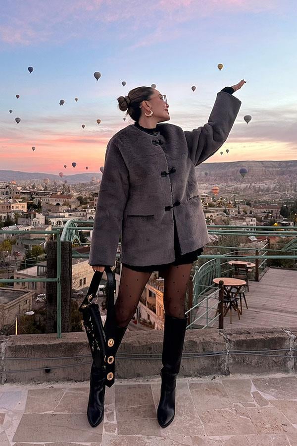 Luxury Tasarım Gri Kürk