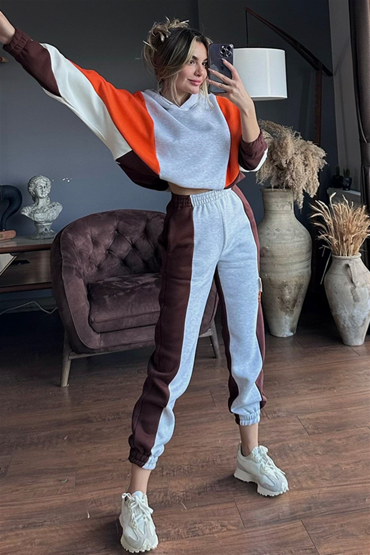 Mad girl turuncu kahve renk eşofman takımı