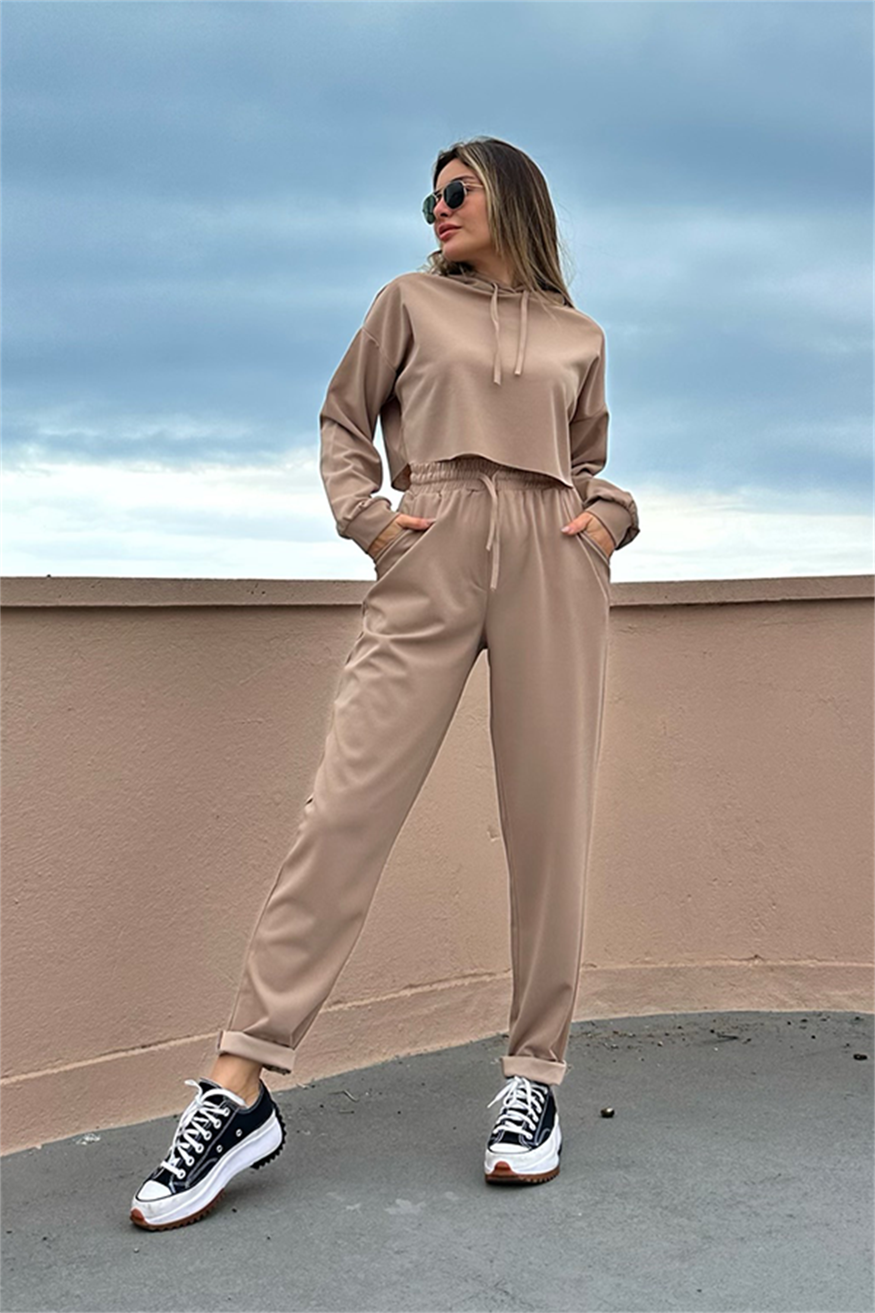 Maddie jogger sport takım - Taş rengi