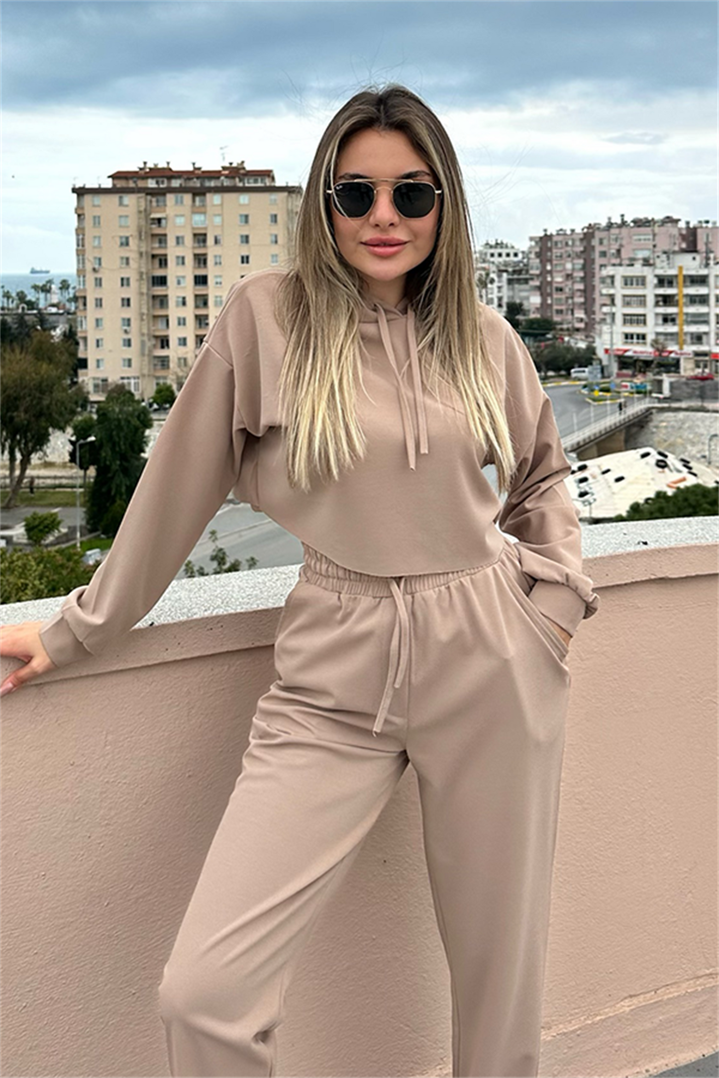 Maddie jogger sport takım - Taş rengi