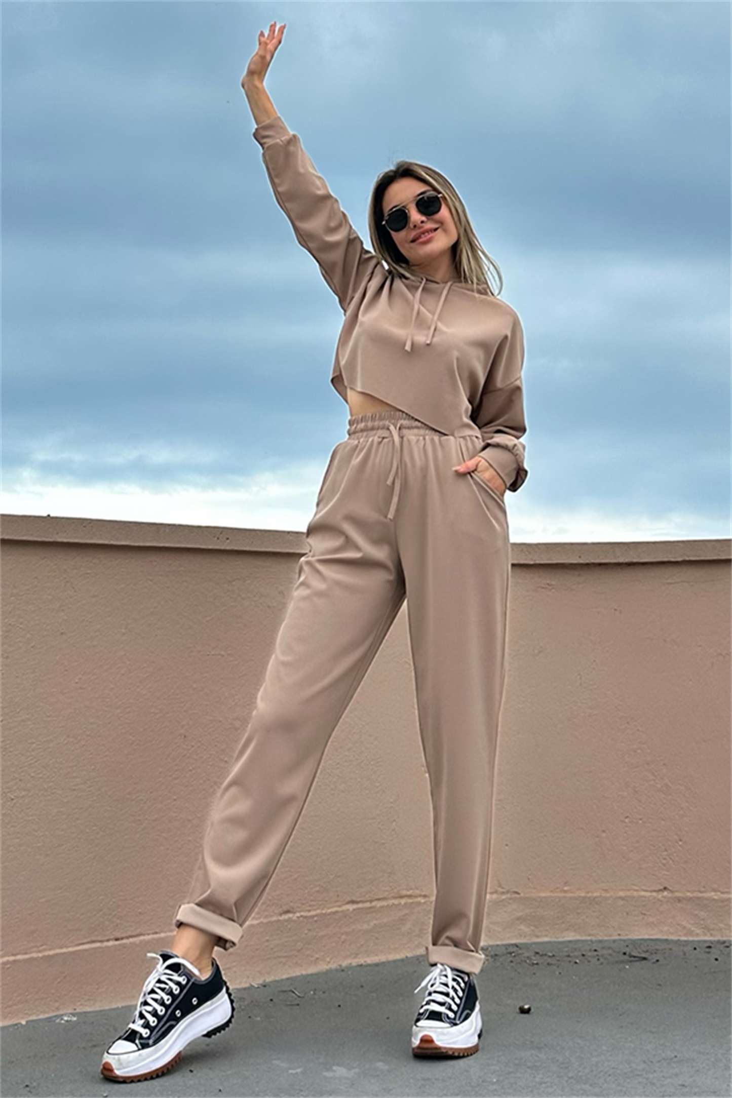 Maddie jogger sport takım - Taş rengi