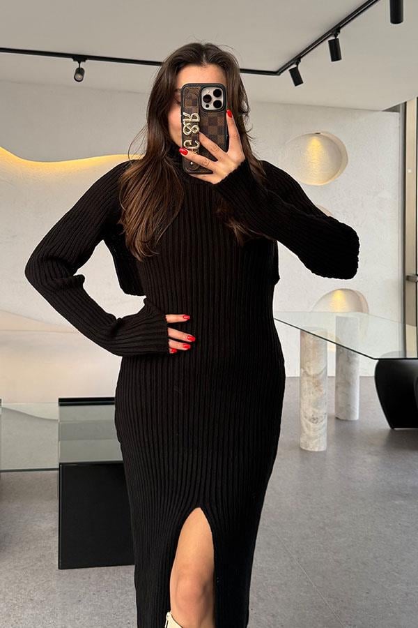 Martoni Siyah Bolerolu Elbise