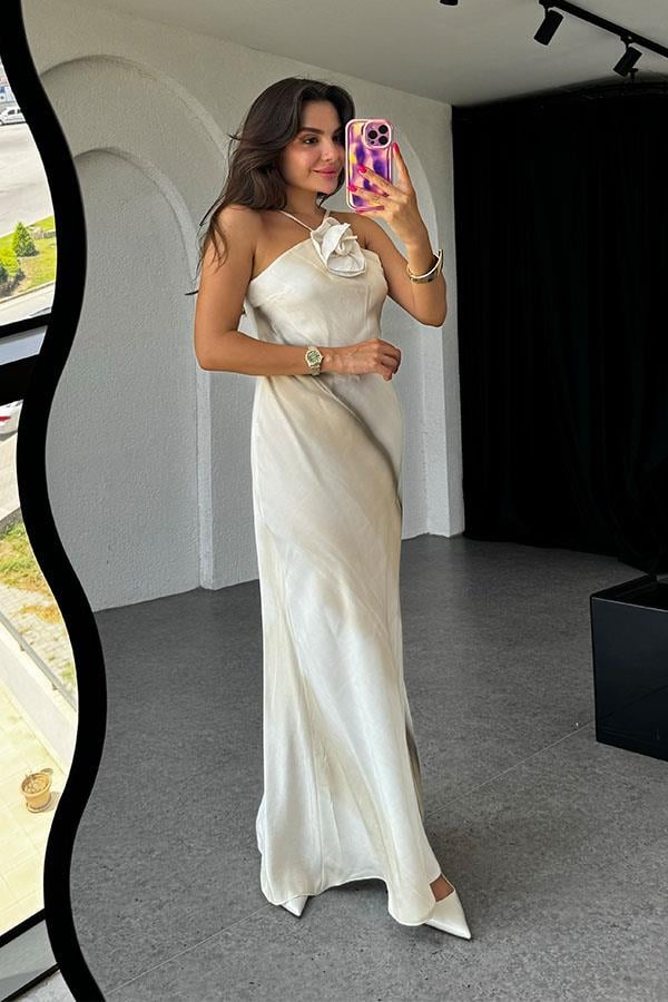 Maryse Gül Detaylı Sırt Dekolteli Elbise