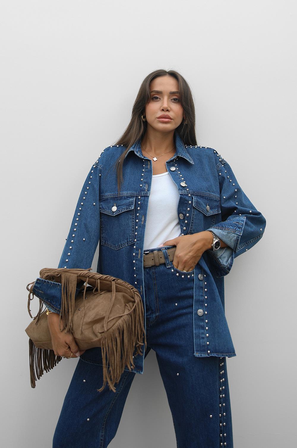 MAVI ZIMBA DETAYLI GÖMLEK PANTOLON DENIM TAKIM