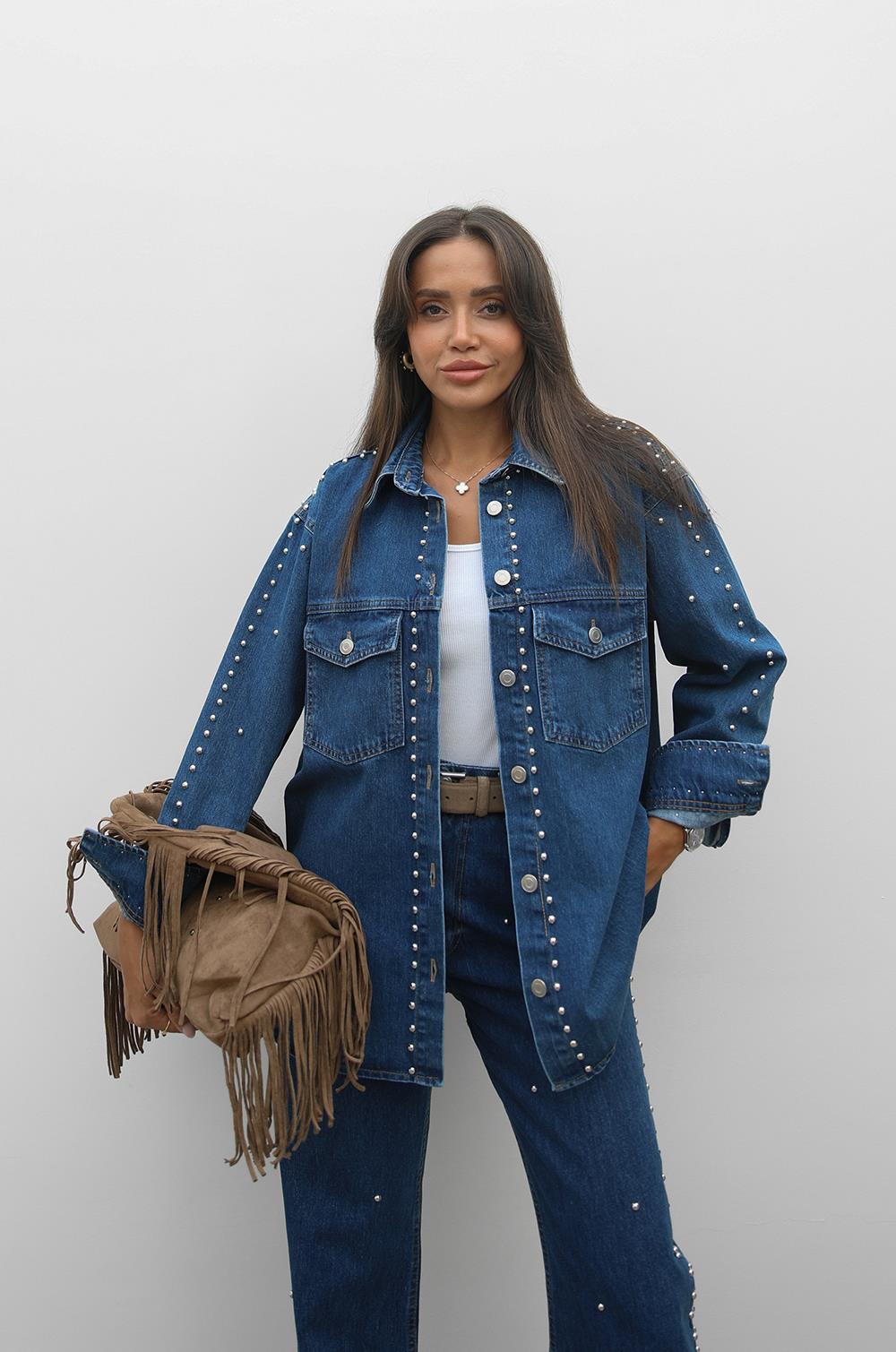 MAVI ZIMBA DETAYLI GÖMLEK PANTOLON DENIM TAKIM