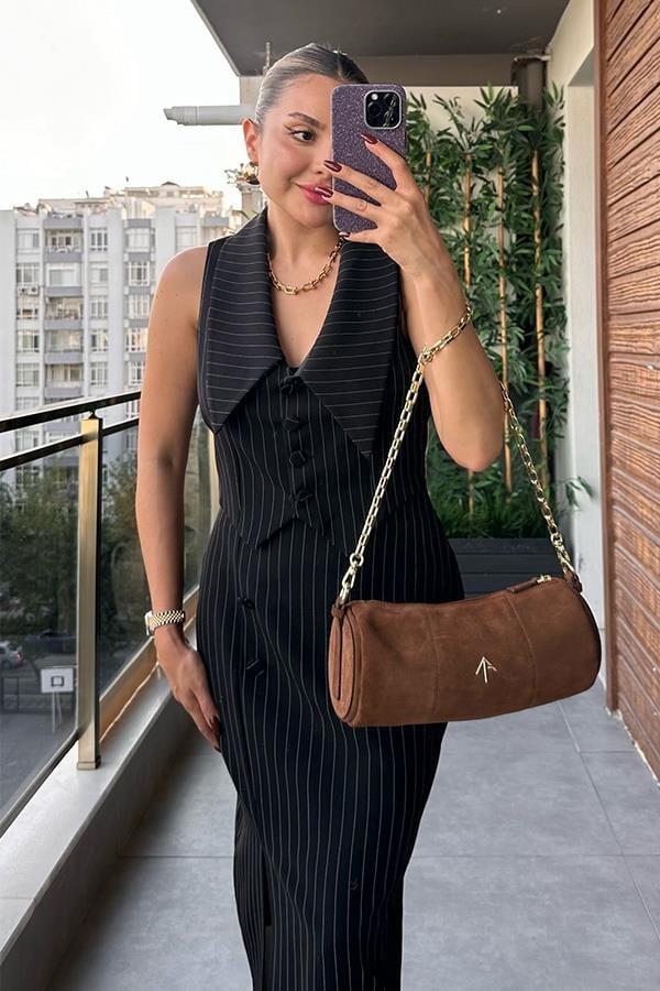 Melia Old Money Çizgili Takım - Siyah