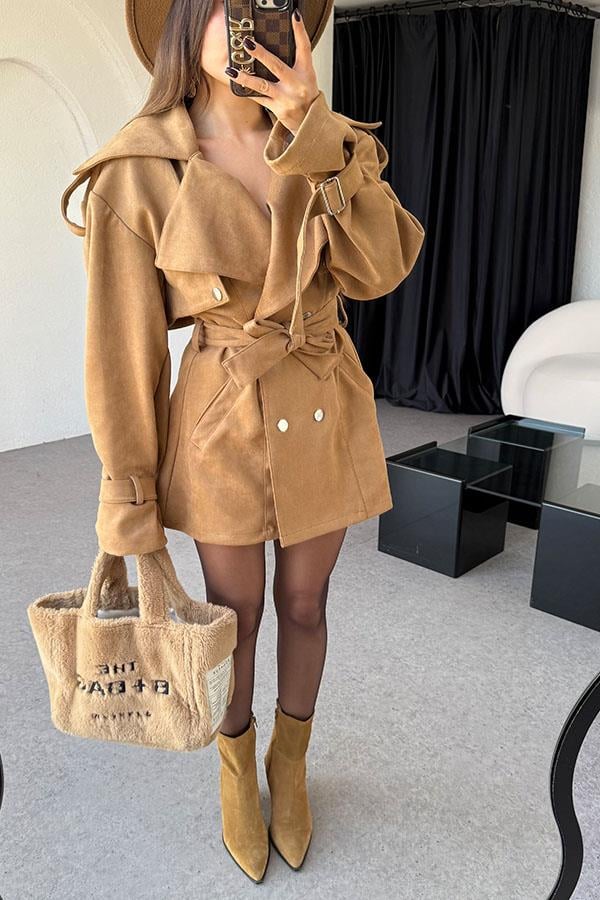 Mercuri Camel Tasarım Süet Elbise