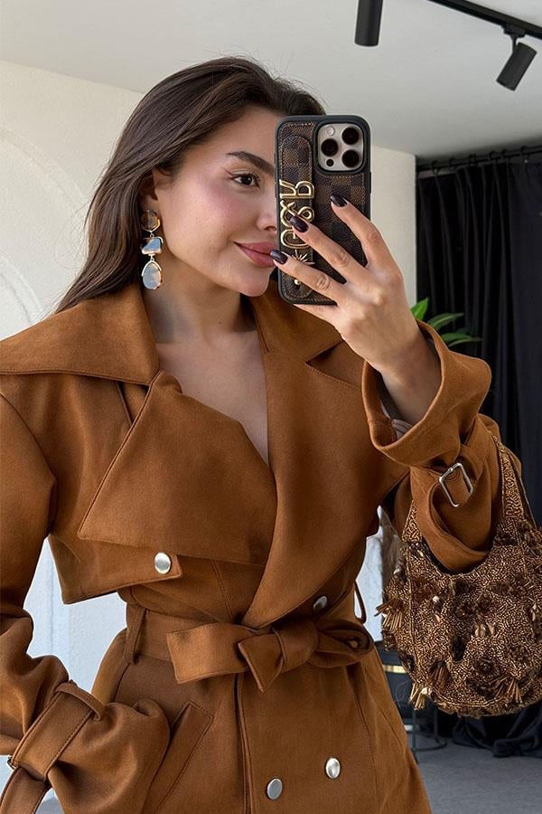 Mercuri Taba Tasarım Süet Elbise