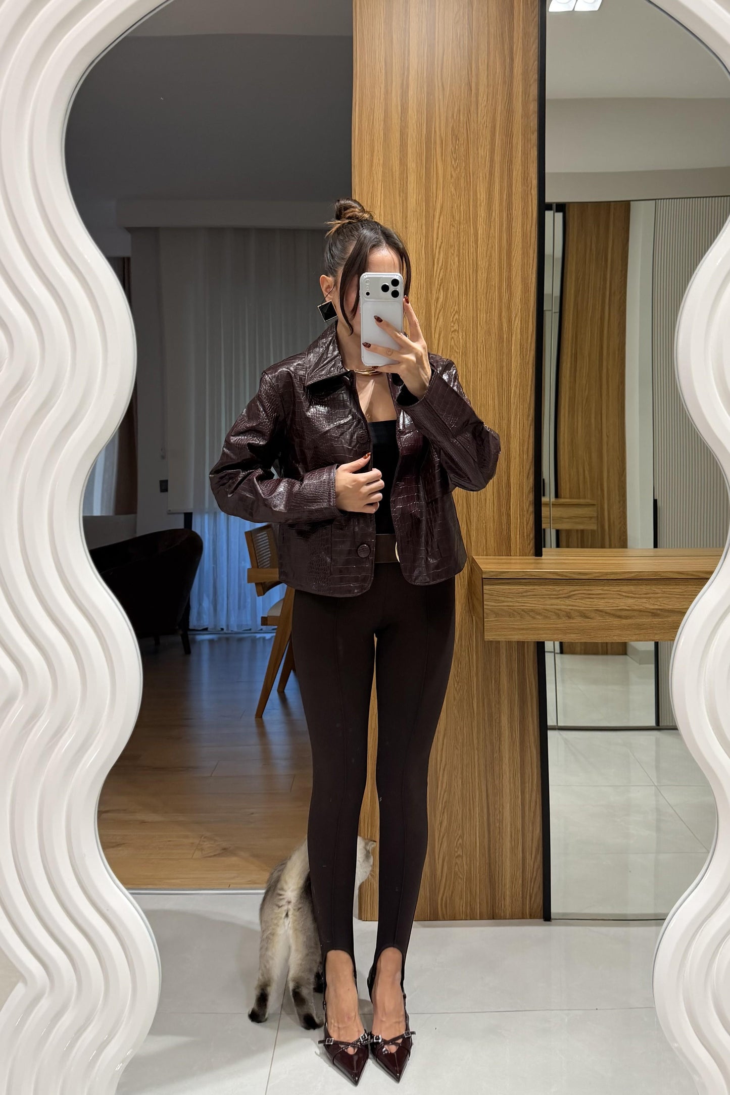 Meria Bordo Krokodil Dokulu Ceket