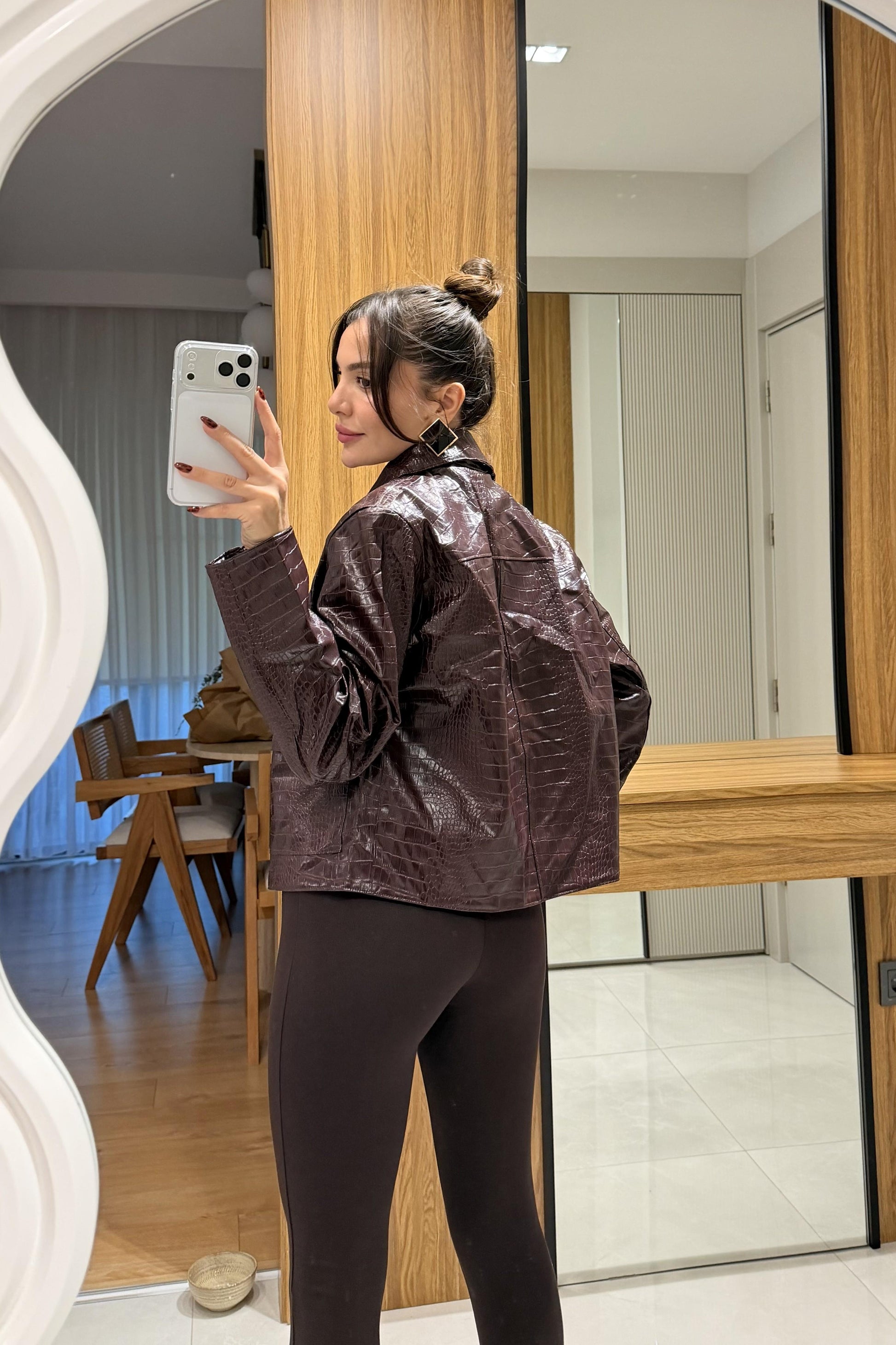 Meria Bordo Krokodil Dokulu Ceket