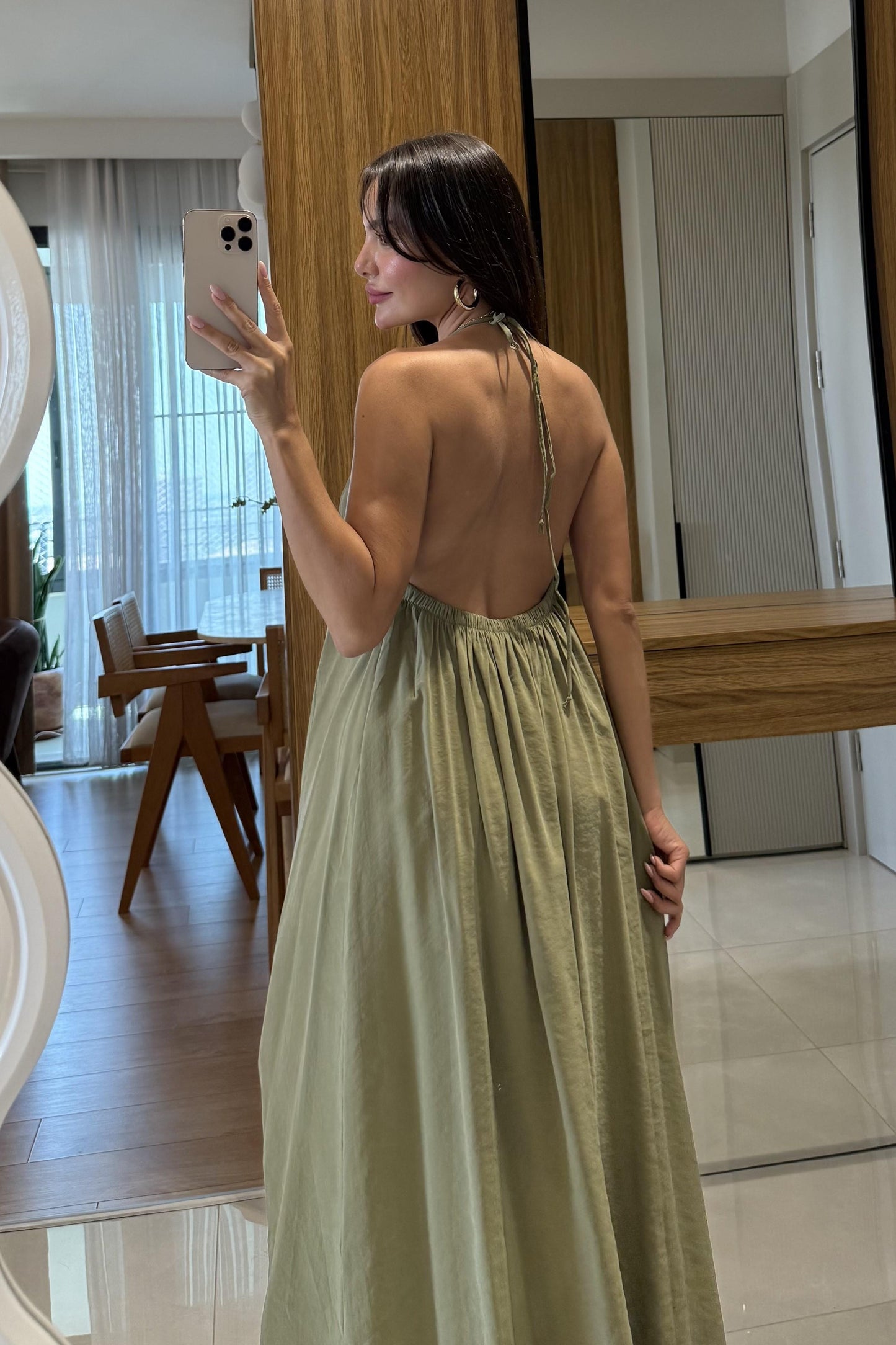 Mohan Haki Tensel Sırt Dekolteli Elbise