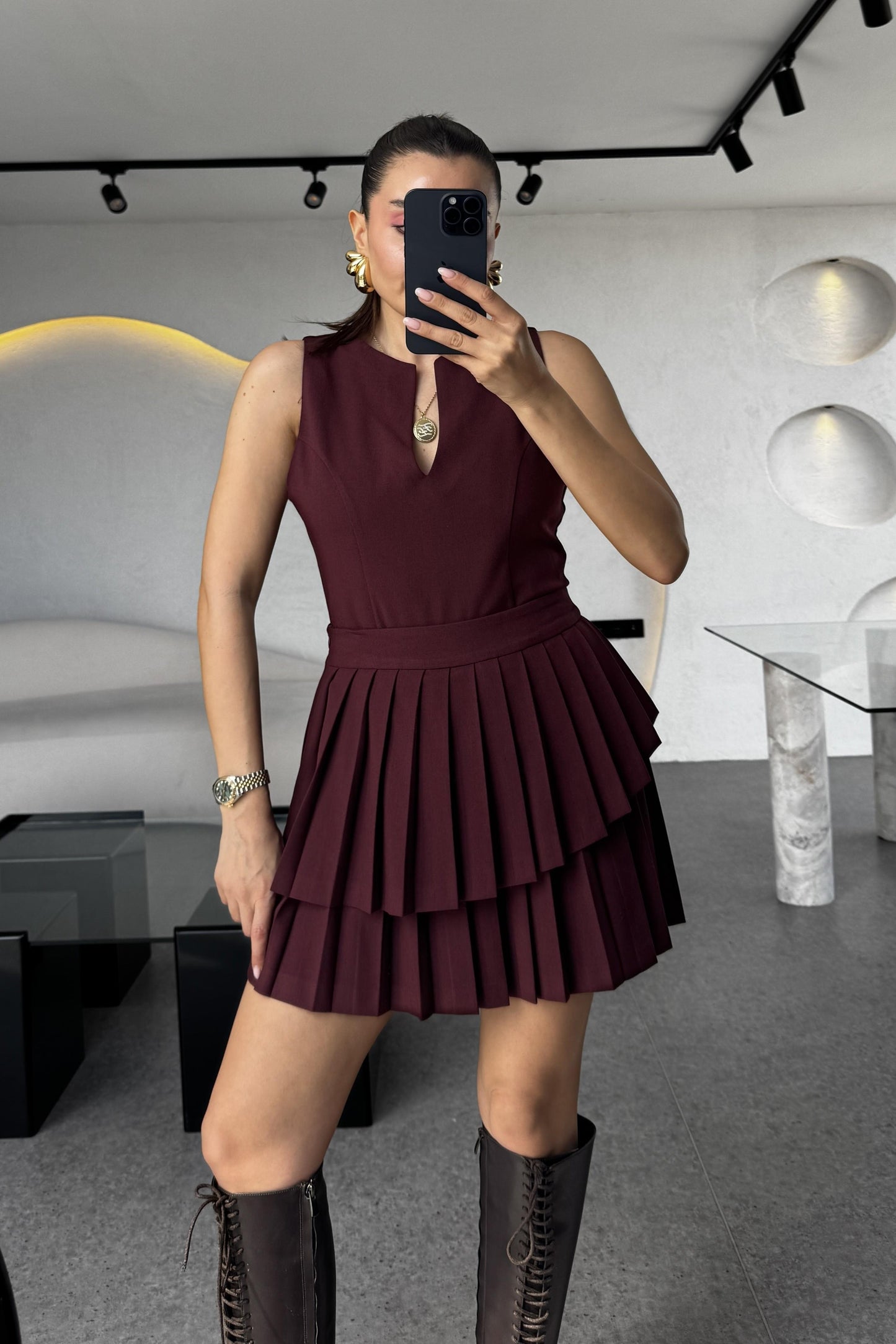 Montana Bordo Pileli Etekli Takım