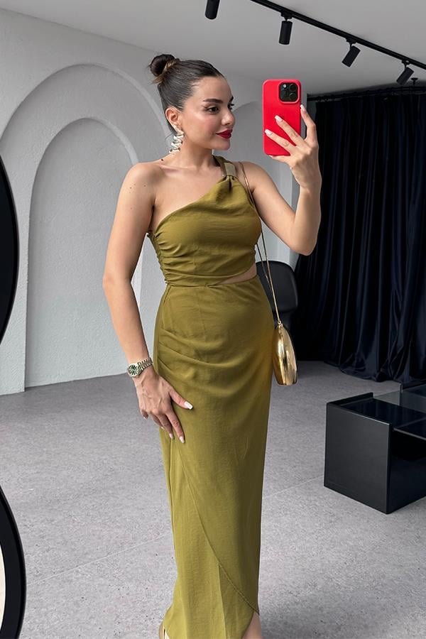 Moore Tek Omuz Bel Dekolteli Elbise