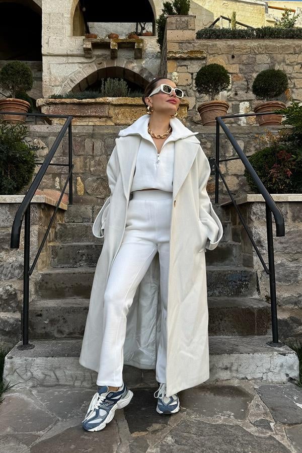 Morgan Balıksırtı Kaşe Kaban - Taş