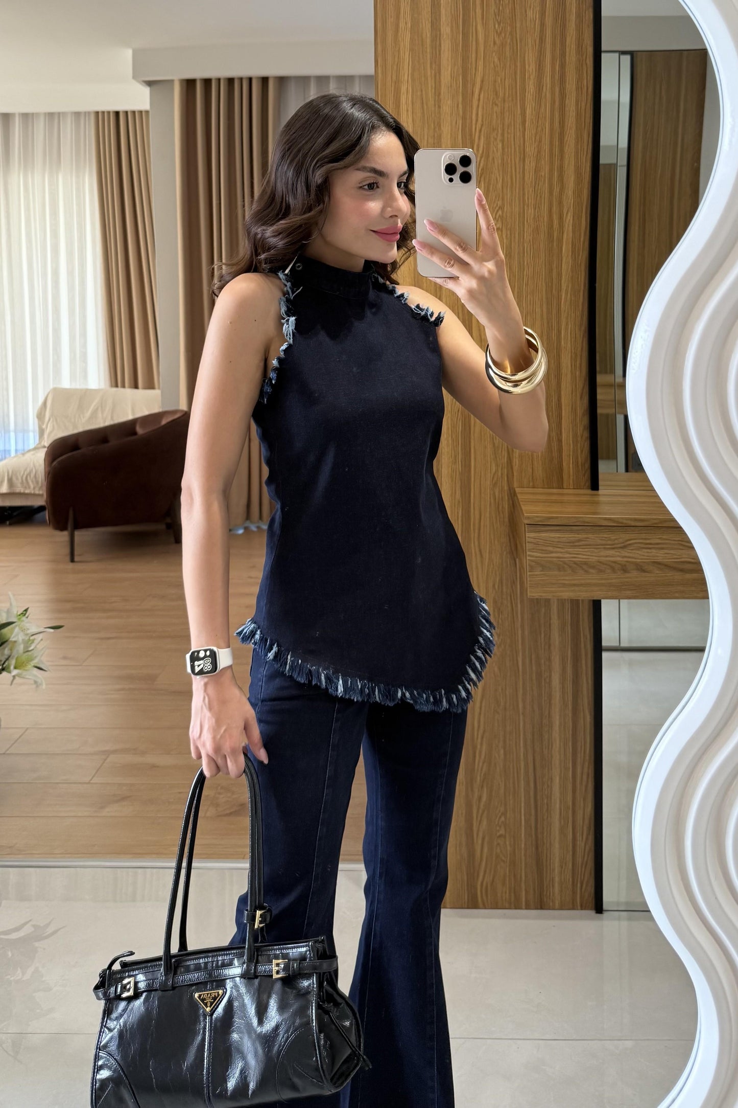 Motinha Denim Ucu Püskül Takım