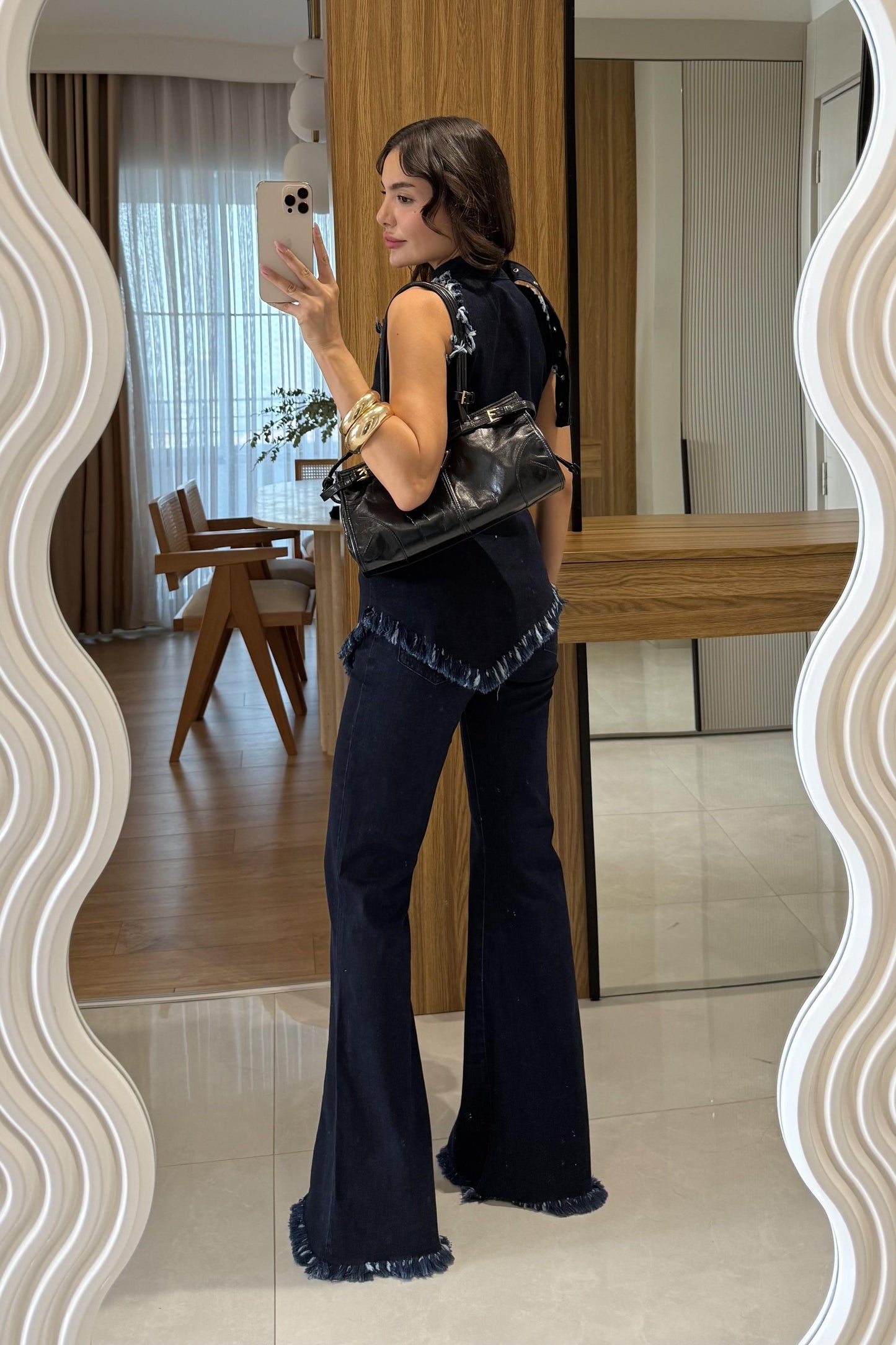 Motinha Denim Ucu Püskül Takım