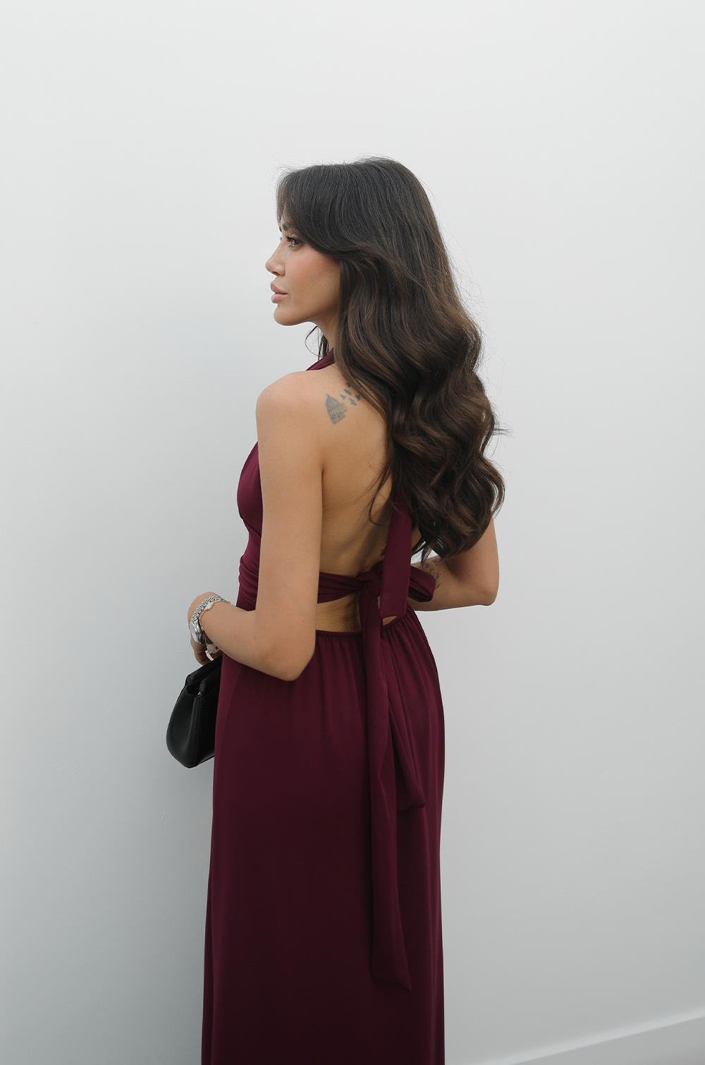 MÜRDÜM BOYUNDAN BAĞLAMALI ELBISE