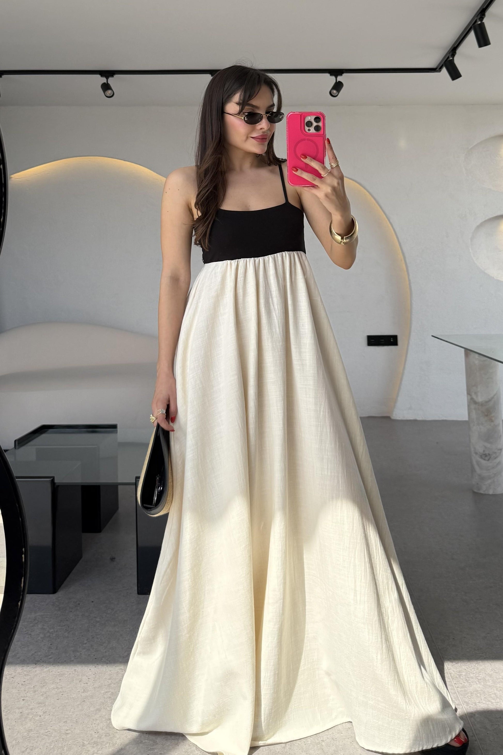 Napoli Natural Keten Maxi Elbise