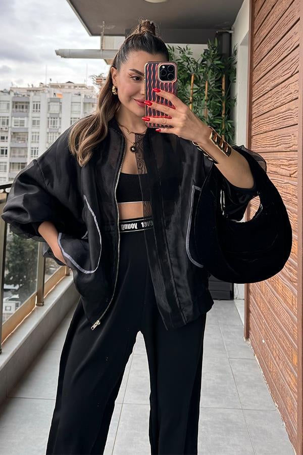 Nelya Tül Bomber Ceket