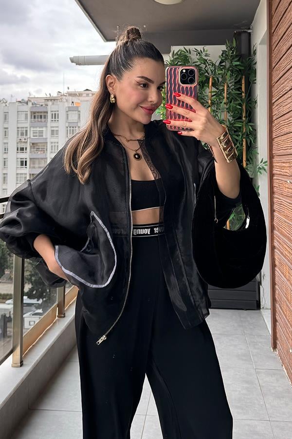 Nelya Tül Bomber Ceket