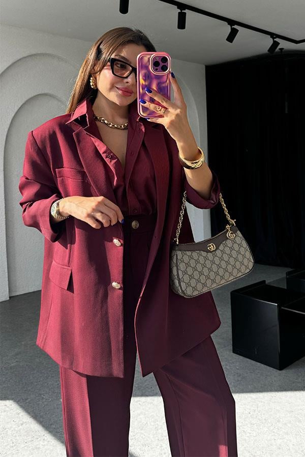 Newest Bordo Blazer Ceket Takım