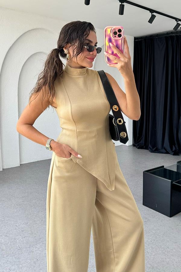 Nives Modal Kumaş Tasarım Takım - Karamel