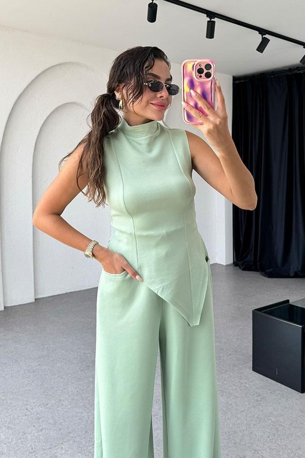 Nives Modal Kumaş Tasarım Takım - Su Yeşil