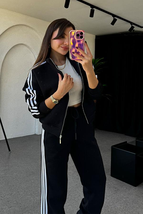 Ochoa 3 Çizgili Siyah Eşofman Takım