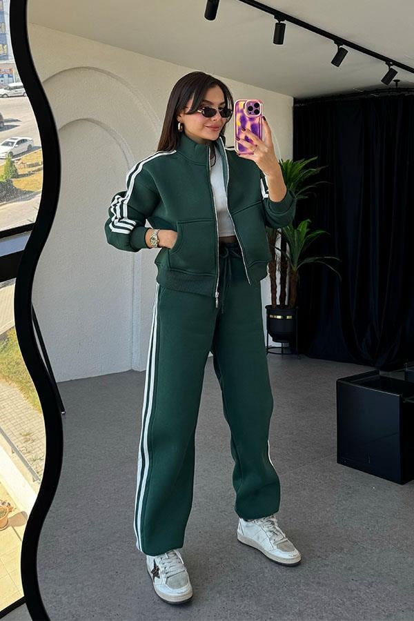 Ochoa 3 Çizgili Zümrüt Eşofman Takım