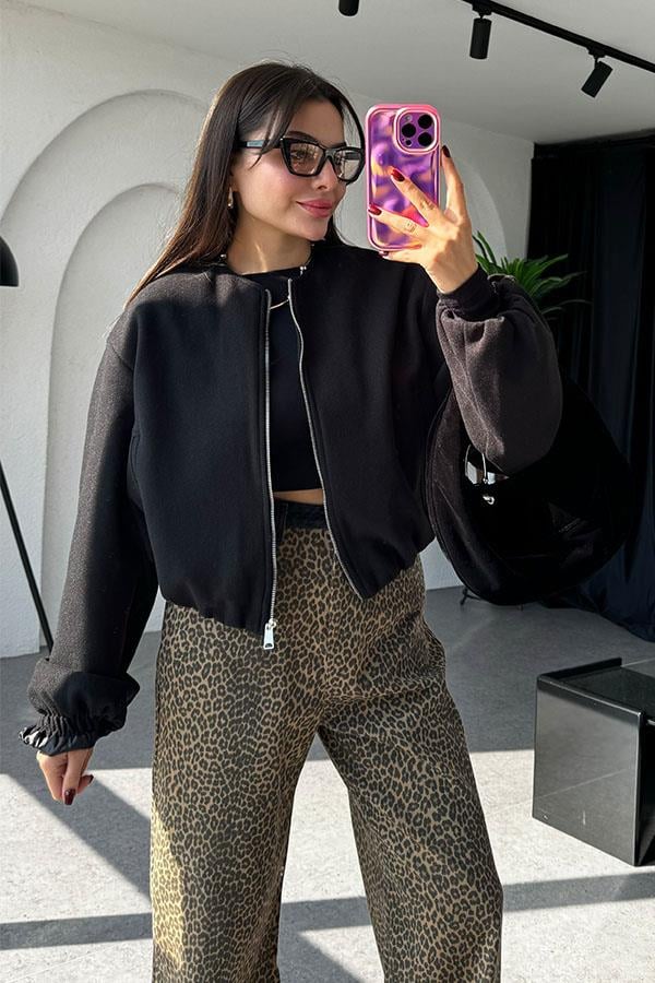 Osvaldo Siyah Kaşe Kaban