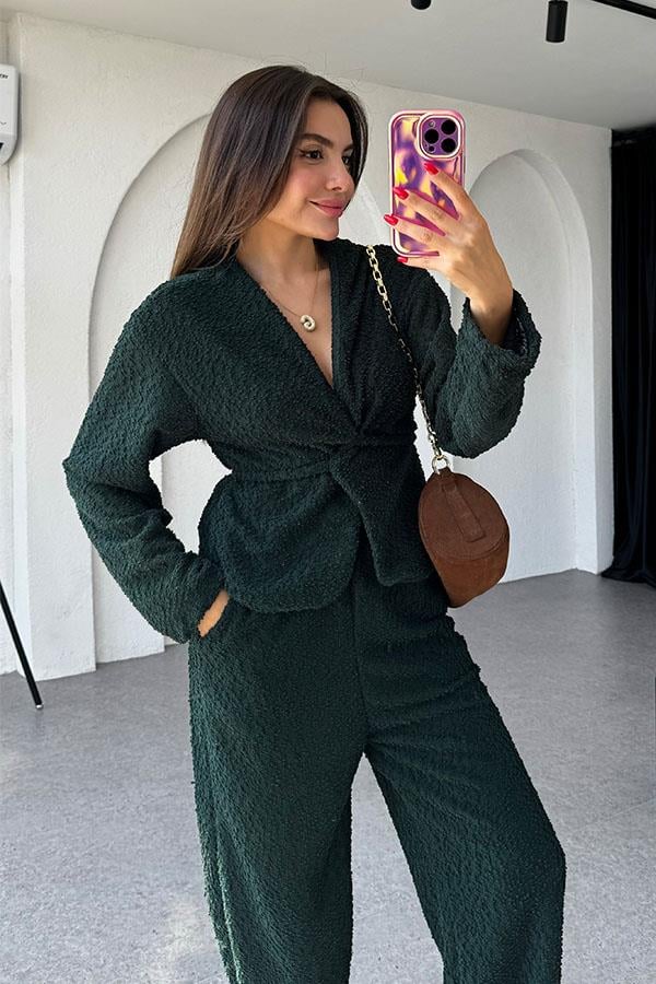 Otis Bağlamalı Dokulu Zümrüt Takım